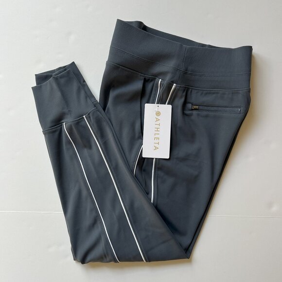 ATHLETA Venice Track Stripe Jogger Pant Size XS Granite Blue w/White NWT #854423 - Picture 7 of 12